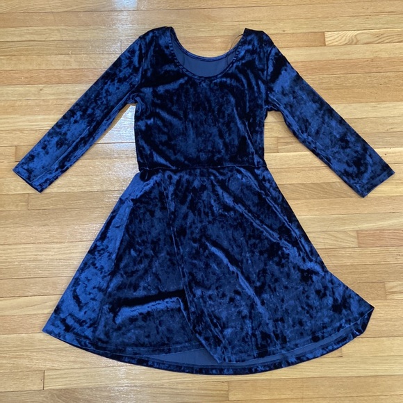 H&M Blue Velvet Long Sleeve Dress - Picture 2 of 2